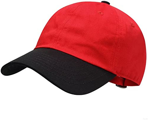 GADIEMKENSD Kids Plain Baseball Cap Unconstructed Fitted Toddler Sun Hat Washed Cotton Kids Baseball Hat Beach Camping Golf Travel for Girls Boys 3-7 Years Red/Black