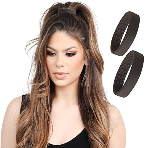 Kleine PONY-O für sehr feines Haar oder Haarpartien – PONY-O Revolutionäre Haargummi-Alternative Pferdeschwanzhalter (Dunkelbraun)