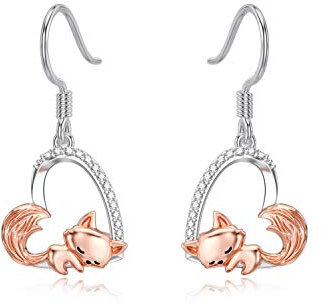 PROESS 925 Sterling Silber Fuchs Ohrringe Fuchs Geschenke für Mädchen Frauen