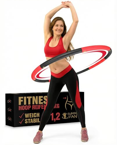 SummerFan Hula Hoop Reifen Erwachsene [1,2 kg / 1,5 kg] - Größenverstellbar & Stabil - Fitness Reifen zum Abnehmen (Ohne Wellen) - Weicher NBR Schaumstoff für Anfänger & Fortgeschrittene