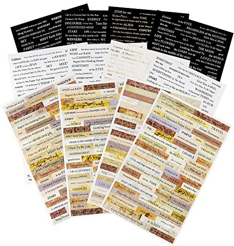 Scrapbook Stickers Bullet Journal Zubehör Sticker Vintage Scrapbooking Washi Papier Set 12 Stk Aufkleber Sprüche Fotoalbum Laptop Sticker für Album Collage Journaling Zubehör DIY Dekoration