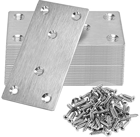 100 x 50 x 2mm Flat Mending Plate - Stainless Steel - Silver - 6Pcs