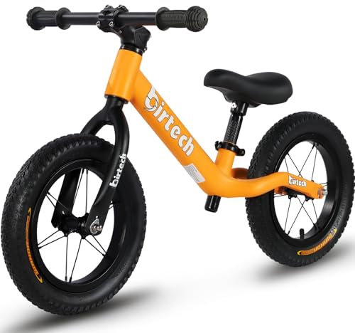 12 Balance Bike for 2, 3, 4, 5, 6 Year Old Boys and Girls, Lightweight Nylon Frame Toddler Training Bike No Pedal Bikes for Kids with Adjustable Seat and Air Tires (Yellow)