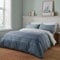 Fusion Contemporary Reversible Duvet Cover - Super King Size (260 x 220cm) - Ombre Blue Bedding With Navy Stripe and Lines - Nautical Theme