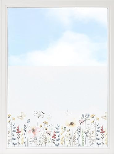 GRAZDesign Fensterfolie Blickdicht Sichtschutz, Sichtschutzfolie Fenster, Glastüren, Küche & Küchenfenster, Bad & Badfenster, Milchglasfolie Blumen 70x57cm