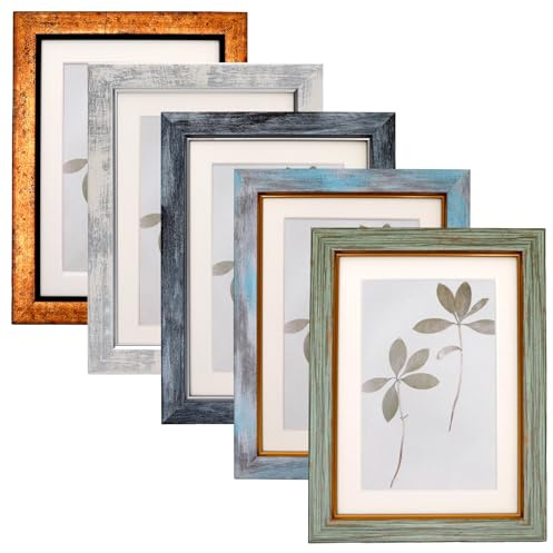 Fixwal 5x7 Picture Frame Set of 5 with Tempered Glass, Multicolor