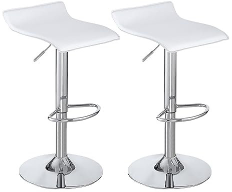 Panana 2er Set Barhocker Barstuhl Tresenhocker für Küche Bar Esszimmer Drehhocker 360° drehbar höhenverstellbar (Weiß)