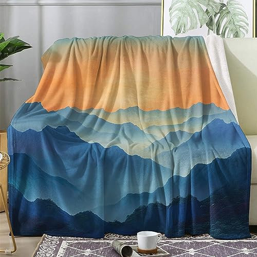 ECOTOS Kuscheldecke Flauschig Berge, Große Decke Fleecedecke 220x240 Landschaft, Flanell Sofadecke Blanket XXL, Wohndecke Schlafdecke Winter Warm Weich, Deko Decken für Couch Bed