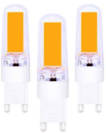 tkhetiana G9 LED Lampe warmweiß,3.8W g9 Energiesparlampen Led Leuchtmittel 3000K,Ersetzt 40W 45W G9 Halogenlampe,COB LED Birne,AC220-240V,3er Pack