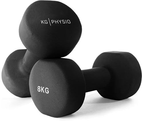 KG Physio Hantelset mit A3-Übungsposter - Neopren Kurzhanteln 2er Set - Fitness Gewichte aus Gusseisen - Gewichte Hantel Set, Schweißabweisendes Kurzhantelset für Frauen und Männer - Hanteln 1kg-10kg