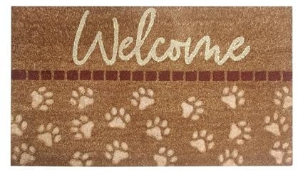 Roseley Large Doormat 45 x 75cm Non-Slip Entrance Rug for Winter Natural Coconut Coir Runner Indoor Outdoor Welcome Mat Heavy Duty Dirt Trapper [Paw Prints]