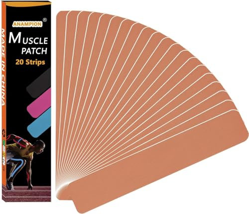 ANAMPION Kinesiotapes Vorgeschnitten 20 Streifen 5cm*25cm, Wasserfestes elastische Muskeln zum Trainieren Tape für den Sport, Knie, Schulter und Ellenbogen(Hautfarben)