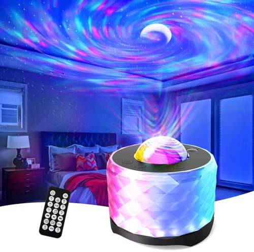 MRSCOZ Star Galaxy Projektor, Mondprojektion,3 in 1 RGB Musik Aurora Projektor Nachtlicht mit Bluetooth Lautsprecher und weißem Rauschen, für Baby Kinder Erwachsene Party/Home Decor