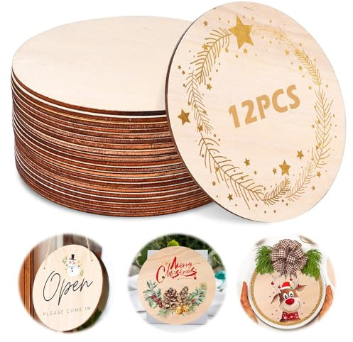 12pcs Disques De Bois Bruts 20cm De Diamètre - Tranche De Rondin Ronde 2,5mm D'Epaisseur Pour Artisanat, Sous-Verre, Décorations Et Bricolage