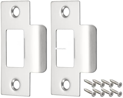 sourcing map Door Strike Plate, 2Pcs 70mm x 40.3mm 201 Stainless Steel Latch Deadbolt Strike Plate for Door Frame Door Jamb, Silver