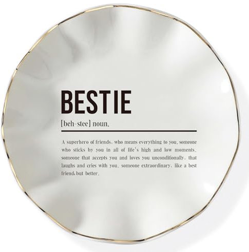 HOME SMILE Galentines Day Geburtstagsgeschenk für Bestie Ring Schmuckschale, beste Freundin, Freundschaftsgeschenke für Frauen, Freunde, einzigartig,