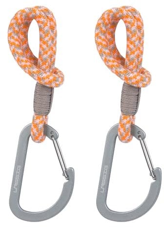 LÄSSIG Kinderwagenbefestigung (2 Stk.) Karabinerhaken Kinderwagenhaken Einkaufshaken/Stroller Hooks Cord beige/orange/lavende