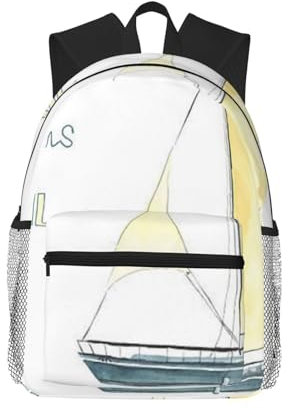 MKNAZ Schulrucksack mit pinkem Schaf-Motiv, Laptop-Rucksack für Mädchen, Jungen, Büchertasche, lässiger Reiserucksack, Tagesrucksack, Arbeitsrucksack für Männer und Frauen, Words Stripes Yacht, One