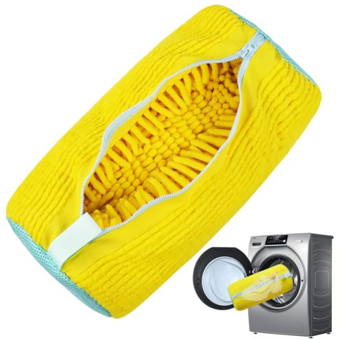 HOTUT Shoe Washing Machine Bag,360° Protection Trainer Washing Machine Bags with Zipper,Elongated Thicken Microfiber Fluff,Reusable Shoe Washing Machine Bag,for Sneakers,Trainers, Canvas