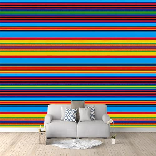 Fototapete 150 x 105 cm Moderne Wandtapete für Schlafzimmer und Wohnzimmer - Vlies Tapeten mit UV-Beständigkeit und Geruchsfreiheit - Wandbild mit Bunte Mexikanische Streifen