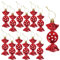 DAHI 12pcs Christbaumschmuck Süßigkeiten Anhänger Weihnachtsbaumanhänger Bonbons Ornamente als Weihnachtsdeko (red- Point)