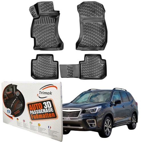 Trimak Passgenau 3D Fussmatten Auto Kompatibel mit Subaru Forester 4.Gen Typ SJ 2013-2019 Auto Zubehör 1. und 2. Reihe Gummimatten Autos TPE Allwetter Geruchlos rutschfest Vorne & Hinten Schwarz