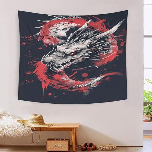 ChengzeTCo 3D Tapestry, Polyestermaterial,Böser Drache Kunstteppiche, Wandteppiche Im Wohnzimmer Party Hintergrund Dekor Schlafzimmer,150cmx200cm, Für Wohnzimmer Schlafzimmer Schlafsaal
