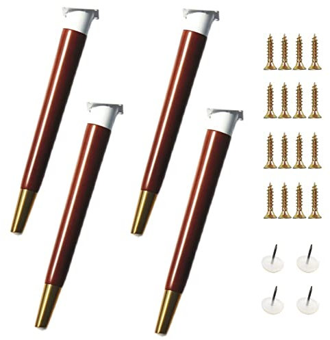 Lot de 4 pieds de meubles en bois massif pour canapé, armoire, coiffeuse, bureau, table basse, table de salle à manger - Supporte une charge de 500 kg - Pieds de table en bois (60,5 cm, blanc)