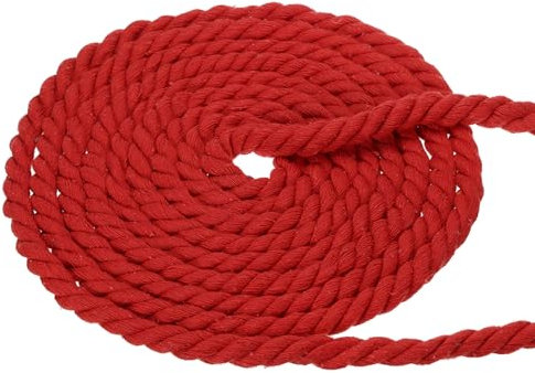 PATIKIL 1/2 Pulgada x 50 Pies Cuerda De Algodón Natural Trenzada 3 Hebras Cuerda De Algodón Fuerte Y Gruesa Cuerda para Juego De Tira Y Afloja Manualidades Decoración del Hogar, Rojo