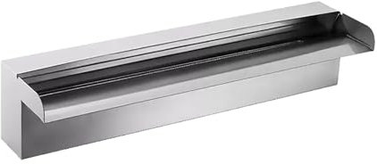 Wasserfall-Poolbrunnen aus Edelstahl für Schwimmbad, Garten, Außenteich, Spa (50 cm), rechteckiger Teich, Wasserfall, Überlauf mit Rohrverbinder