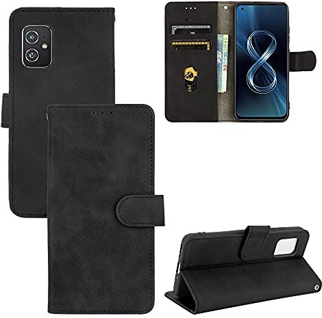 Rfvzubemok Compatible with Asus Zenfone 8 5G ZS590KS Flip Wallet Cover,Compatible with Asus Zenfone 8 mini Kickstand Magnetic Closure Black