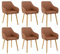 Goeurvant 6er Set Esszimmerstühle Kunstleder Braun mit Armlehne Küchenstuhl Polsterstuhl Stühle Esszimmer mit Gepolstertem Sitz und Holzbeine für Wohnzimmer