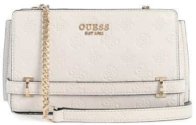 GUESS Zarela Mini Top Zip Crossbody XS Cream White Logo