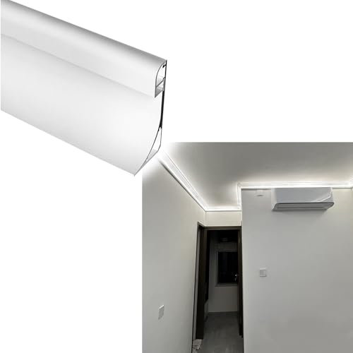 Dailify Profilé LED Décoration de Corniche pour la Maison Fente pour Bandes LED, Barre Lumineuse Cachée Canal D'éclairage Indirect, Plafond Moulure de Couronne, Plinthe pour Bar/Cuisine(1m (3.3 ft))