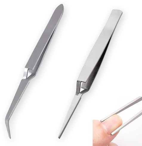 CLKE 2Pcs Stainless Steel Nail Tweezers, Gel Nail Nipper, Nail Shaping Clips with Silicone Pressing Head, Tweezers for DIY, Nail Art, Craft, Eyelash Extensions, Nail Art Multi-Function Tool(Sliver)