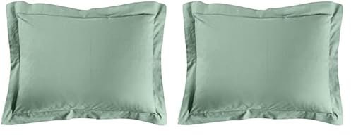 douceur d'intérieur, Taie d'oreiller (50 x 70 cm) Lina Sauge, 100% Coton (Lot de 2)