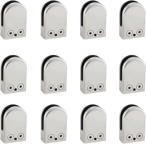 ININOSNP Glashalter Glasklemmen, 12 Stück Glashalterung aus Edelstahl, U-förmige Glasclips, Glasbodenklemme, verstellbare Glasclipklemmen