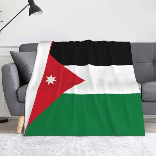 Weiche, flauschige, gemütliche, warme Flanelldecke, Jordanische Flagge, Überwurfdecke für Wohnzimmer, Sofa, Stuhl, Camping, Reisebett