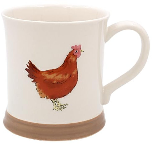 THE LEONARDO COLLECTION Hen Mug Embossed Country Life Tea and Coffee Mugs for Hot Drinks | Fine China Printed Mugs for Kitchen & Home | Reusable Ceramic Cups for Every Occasion | Gifts for Women & Men