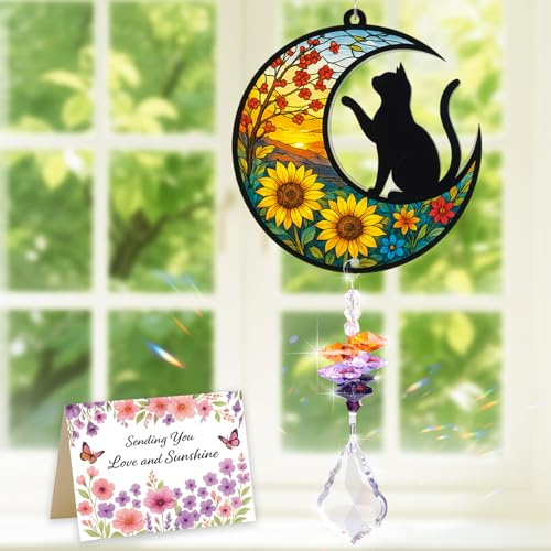 Joybble Cat Gift, Cat Gifts for Women, Christmas Crystal Suncatchers Garden Sun Catchers, Christmas Memorial Gift for Lover Pet Loss, Acrylic Catcher Patio Garden Suncatchers