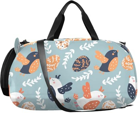 Kinder Sporttasche Easter Eggs Birds Pattern Reisetasche Tasche für Sport Fitness Reisen Trainingstasche Gym Bag