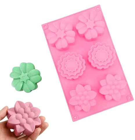 SHENGYIG Stampo in Silicone per Sapone 6 Cavità a Forma di Fiore | Per Candele, Cioccolato e Dolci, Stampo Riutilizzabile e Antiaderente, Ideale per Fai Da Te, Artigianato e Pasticceria