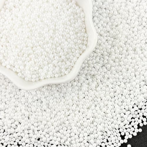ZWLIYCHN Zuckerperlen Weiß 130g, 2mm Essbare Perlen Tortendeko, Zuckerstreusel Perlen für Kuchen Eiscreme Kekse Plätzchen Desserts Dekor für Hochzeit Weihnachten Thanksgiving Täglich Geburtstag Party