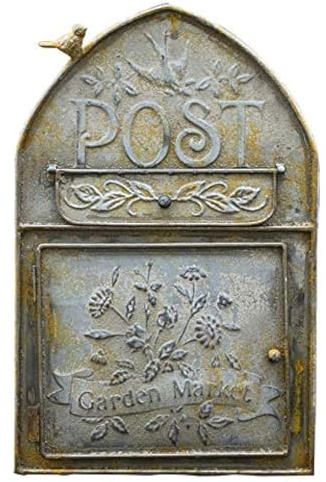 TentHome Wall-mounted Letterbox Mailbox Country House Wrought Iron Post Newspaper Letter Box Wall Decoration Bird Figure (little bird stand on the mailbox top)