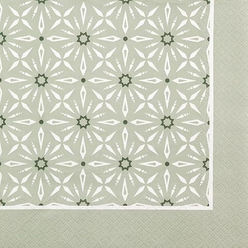 20 Servietten Muster Blütenmuster an Bordüre oliv als Tischdeko. Papierservietten mit Motiv. Auch für Decoupage und Serviettentechnik 33x33cm