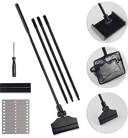 Aquarium-Reinigungswerkzeug, Langlebiges 3-in-1-Algenschaber-Set Zum Reinigen von Aquarien mit Netz, Bürste und Schaber, Ideal für Aquarianer, Schwarz, 65 cm (110cm)