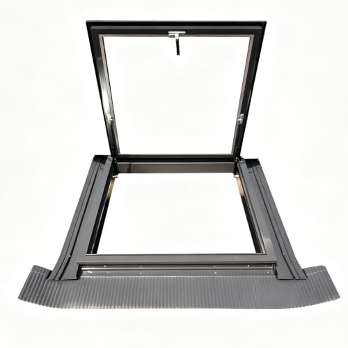 Finestra da tetto con drenaggio, Lucernario in alluminio con doppio vetro, Finestra per mansarda, sottotetto, taverna e veranda, Apertura manuale, Telaio in alluminio