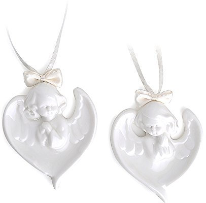 HERVIT Art.26084 Deko-Aufhänger Engel Porzellan weiß 8 cm