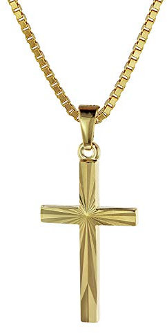 trendor Kreuz-Anhänger Gold 333/8K 22 mm mit goldplattierter Silberkette Damen und Herren Halskette 08512-45 45 cm