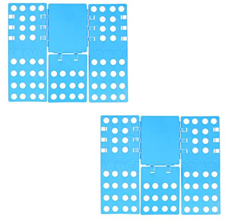 Relaxdays 2X Wäschefalter 3. Generation, klappbar, Faltbrett für Shirts, Hemden, flexibel, Flip, Fold, B x T: 68 x 57 cm, blau